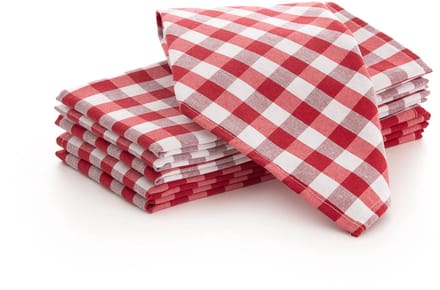 GAMUSI - Set van 6 Servetten Vichy Ruit - 45x45 cm - Katoen Polyester - Herbruikbare Dinerservetten - Horeca Kwaliteit - Rood