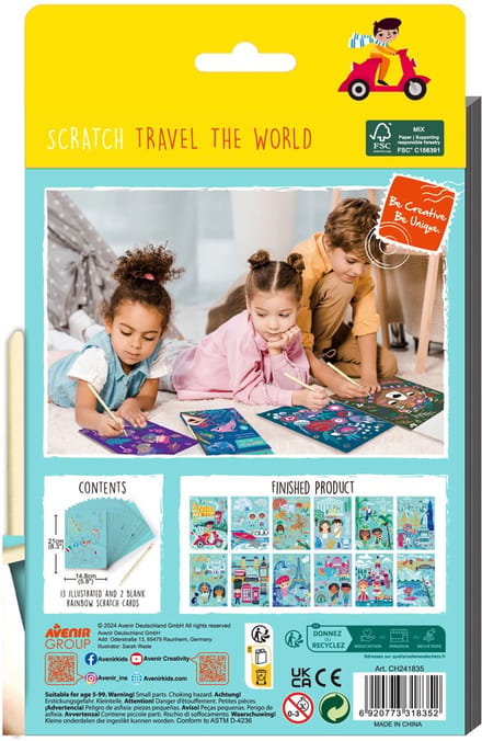 AVENIR Scratch Art Boek A5 - Reizen - 15 Pagina'S - 5 Jaar