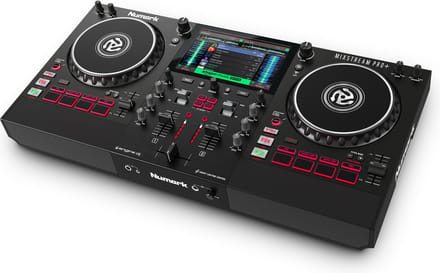 Numark Mixstream Pro+ Standalone DJ Controller, Amazon Music Unlimited Streaming, Mixer, Touchscreen, WiFi, Luidsprekers, werkt met Serato & Virtual DJ