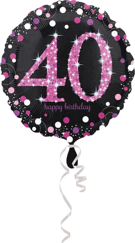 Amscan - Folieballon 40 Jaar Sparkling Celebrations Roze 43 cm