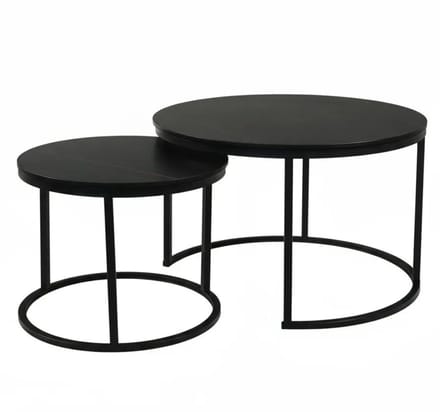 Salontafel rond 2delig marmerlook Bero zwart side table steen bijzettafel