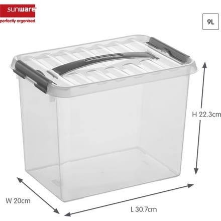 Sunware - Q-line opbergbox 9L transparant metaal - 30,7 x 20 x 22,3 cm