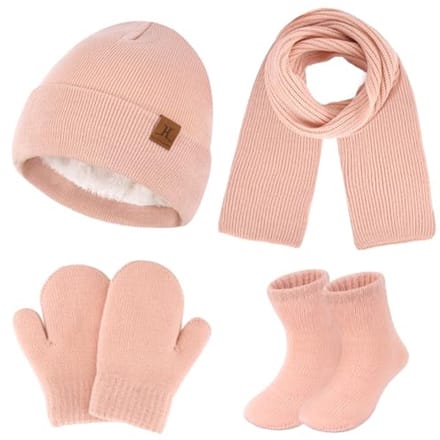 Warme winterset voor kinderen - Beanie, handschoenen, sjaal en sokken