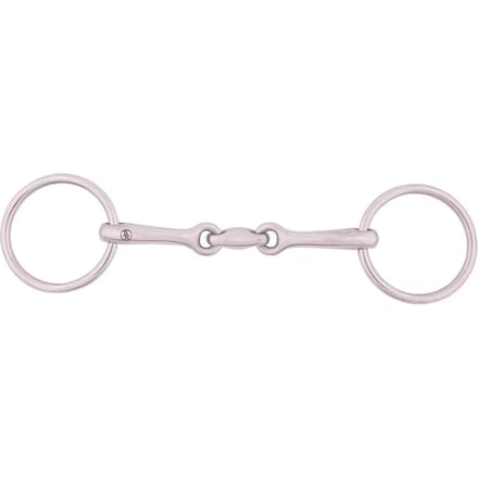 Dubbele snaffle bit voor paarden in massief roestvrij staal BR Equitation 13mm