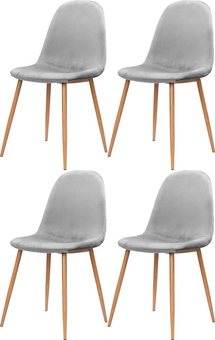 Monza-Eetkamerstoel - 4 Pack - Grijs Fluweel