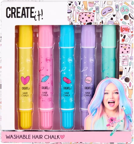 Create It! - Haar Krijt Pennen Set - 5 stuks