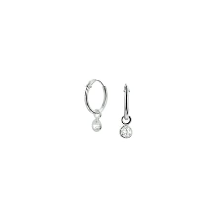 Glams klapoorringen zirkonia - 12.5 mm - Zilver