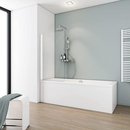 Schulte badwand - 70x130 cm - transparant veiligheidsglas - wit - eenvoudige montage