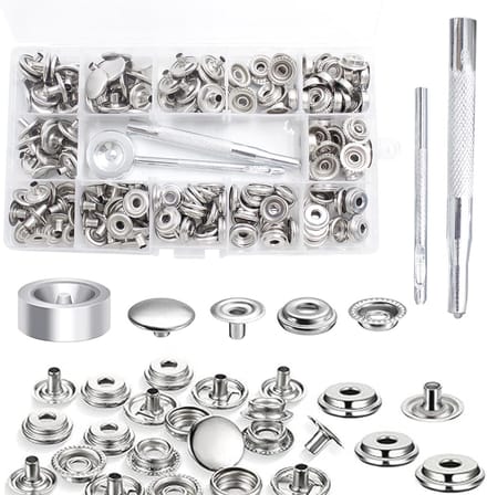 Heavy Duty Canvas Snap Button Set - 200 Stuks 15 mm Perskap voor Do-It-Yourself Projecten