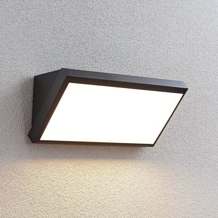 Lindby LED buiten wandlamp Abby, grijs, kunststof, IP65