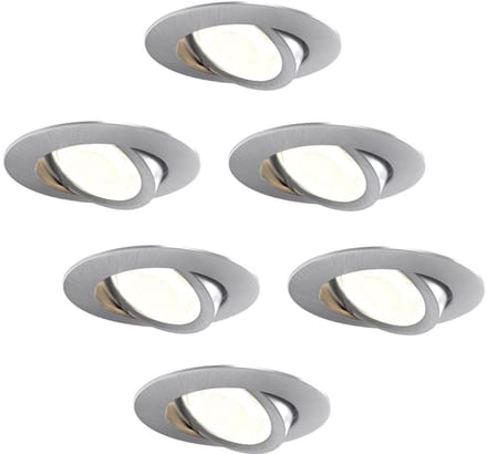 Ledvion – 6x LED Inbouwspot RVS – Dimbaar – CCT – IP65 – Kantelbaar – Aluminium – Badkamer