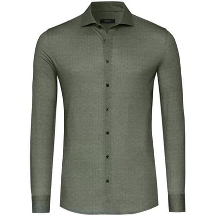 Desoto Luxury Overhemd Subtle Herringbone Shark Collar Forest Green / male