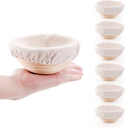 Mini Brooddeeg Proofing Mand en Liner Set van 6 - Ideaal voor Zuurdesem Bakken