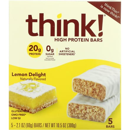 Pense!, barre protéinée, Délice au citron, 5 barres, 2,1 oz (60g) chaque