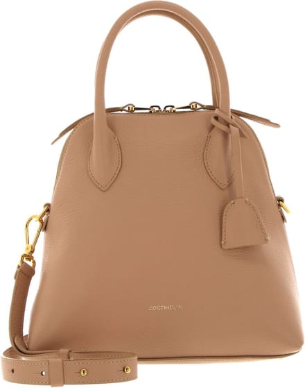 COCCINELLE Leren Handtas Schoudertas Gladys Handbag Grained Leather Toasted Beige