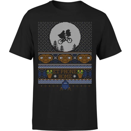E.T Phone Home Fairisle Men's Christmas T-Shirt - Black - M