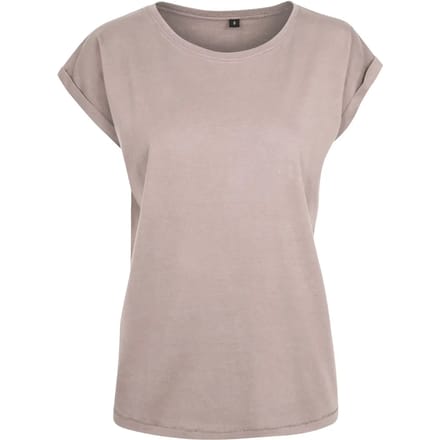 Build Your Brand - Extended Shoulder Dames T-shirt - Dusk Rose maat 3XL