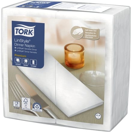 50st Tork LinStyle servetten 39x39cm Dinerservet Wit Premium 1/8-vouw 478180