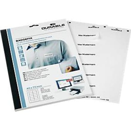 Naambadge etiket durable 8334 40x75mm zelfklevend Wit 240 stuks
