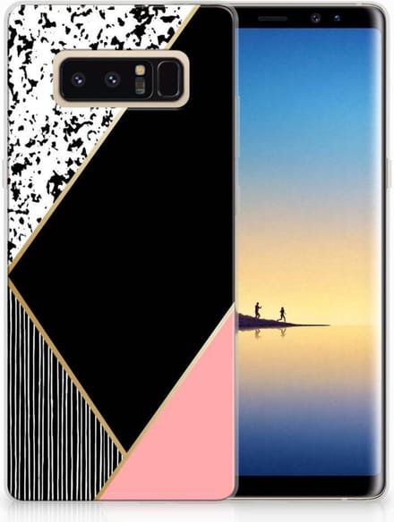 Samsung Galaxy Note 8 TPU Hoesje Zwart Roze Vormen