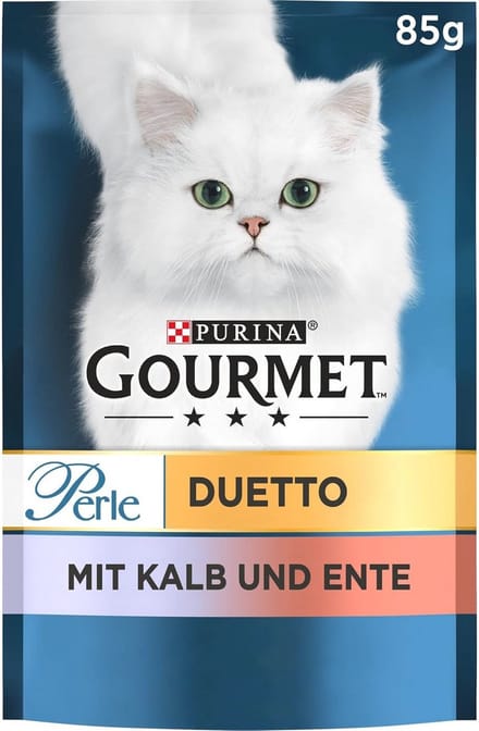 Natte kattenvoer met kalf en eend - 26 verpakkingen van 85 g