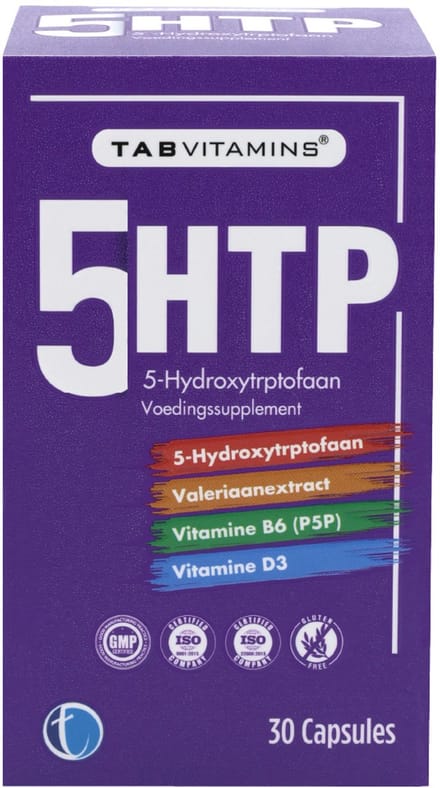 TAB Vitamins 5-HTP – 5-Hydroxytryptofaan, Valeriaan Extract, Vitamine B6 (P5P), Vitamine D3 - 30 Porties