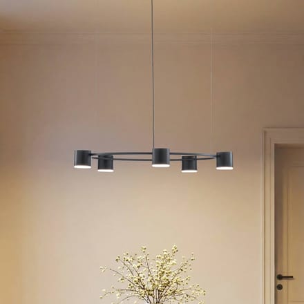 SIGMA Hanglamp Kodo, 5-lamps, zwart, staal, GX53