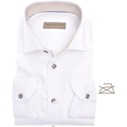 John Miller Overhemd Hexagonal Collar Tailored Fit Wit-Zand / male