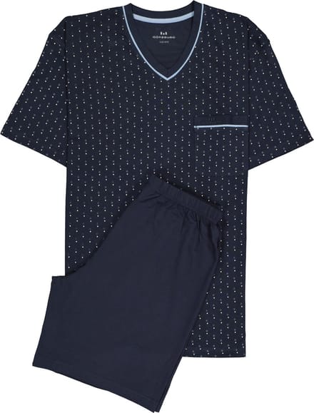 Gotzburg heren shortama - blauw met lichtblauw en wit dessin