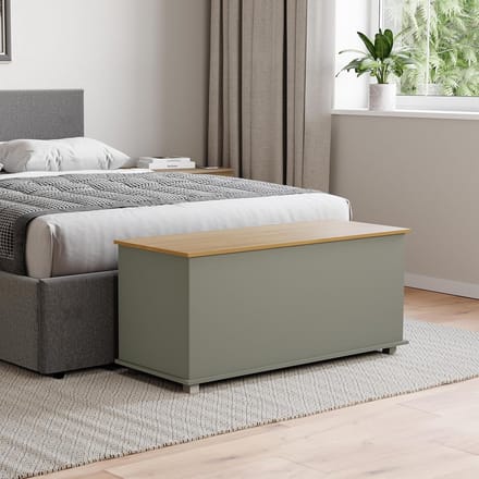 Opslag Ottomane met Verborgen Ruimte in Grijs en Naturel Houtlook