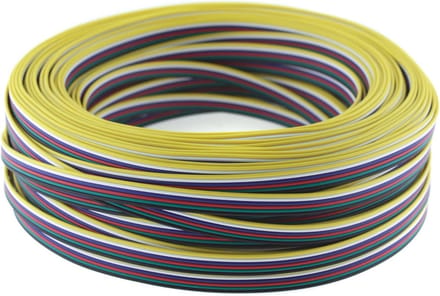 Platte 6-polige verlengkabel voor RGBW CCT ledstrips - 50 meter