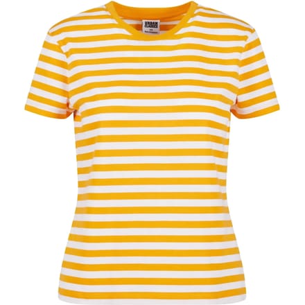 Urban Classics - Regular Striped Dames T-shirt - 5XL - Wit/Oranje