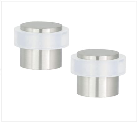 Set van 2 Deur Stopper - Wit Siliconen Rubber en RVS - Universele Wandprotector incl. Schroeven