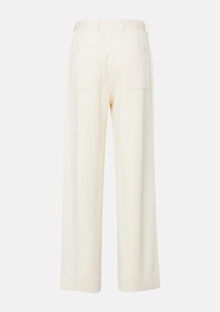 Vrouwelijke wijde broek met plooien en zakken COMMA
