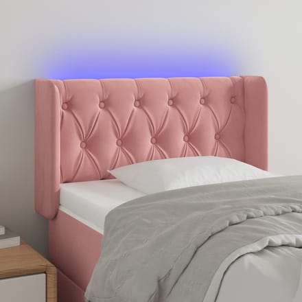 vidaXL - Hoofdbord - LED - 83x16x78/88 - cm - fluweel - roze