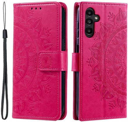 Mandala Book Case Geschikt voor Samsung Galaxy A26 - Hoesje met Pasjeshouder Roze