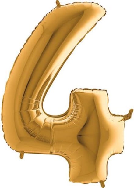 Folieballon - cijfer 4 - goud - Grabo Balloons - 66cm