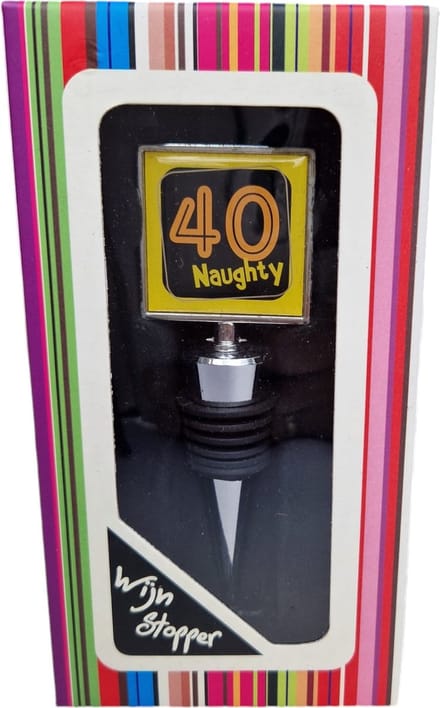 Wijnstopper - afsluiter - wijn stopper - grappig -"naughty 40" - kurk - cadeau - presentje