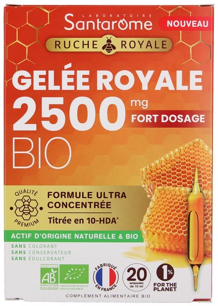 Santarome Royal Hive Royal Jelly 2500 mg Organic 20 Flacons
