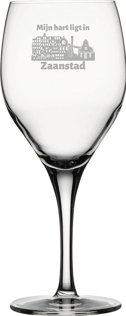 Gegraveerde witte wijnglas 34cl Zaanstad