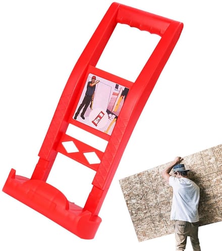 Paneeldrager - Gipsplaat Lifter - Plaat Transport - Ergonomische Handgrepen - 36.5 cm Lengte - Rood Geel