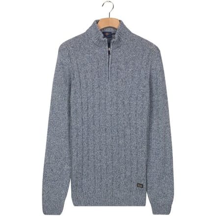 Baileys Trui Half Zip Extra Long Sleeve Front Drop Needle Knit Mid Denim Blue / male