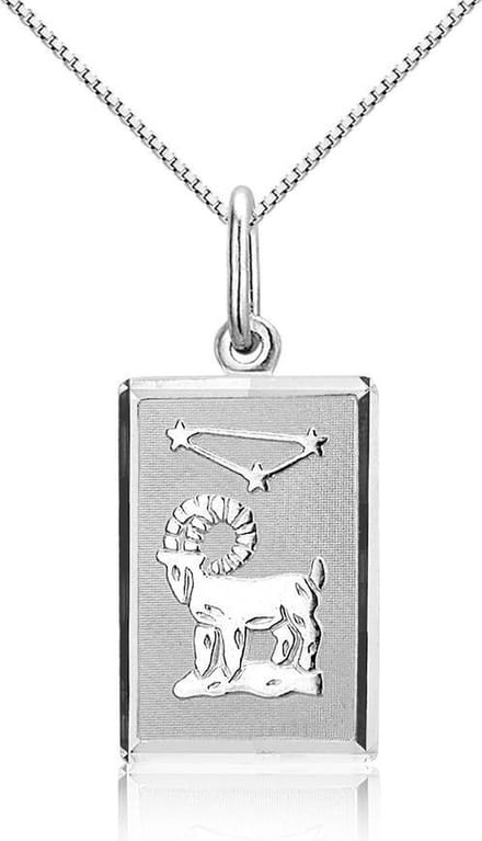 Montebello Ketting Ram - 925 Zilver Gerhodineerd - Horoscoop - 12x25mm - 45cm