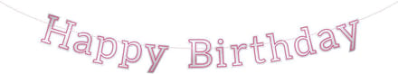 Folat - Letterslinger Glossy Pink Happy Birthday - 3 meter