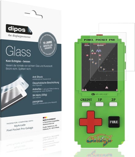 dipos – 2x Matte Pantserfolie geschikt voor MyArcade Pixel Pocket Pro Galaga | 9H Screenprotector