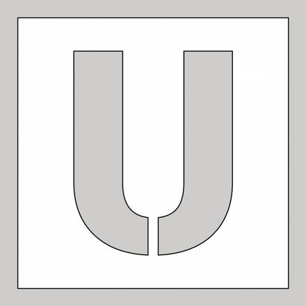 Spuitsjabloon letter U - dibond 500 x 500 mm