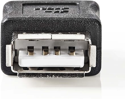 Nedis USB-A Adapter - USB 2.0 - USB-A Female - USB-A Female - 480 Mbps - Rond - Vernikkeld - PVC - Zwart - Envelop