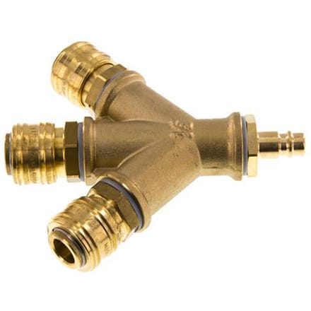 Messing DN 7.2 (Euro) Luchtkoppeling 3-weg 012 - CLS7-B-3W-012