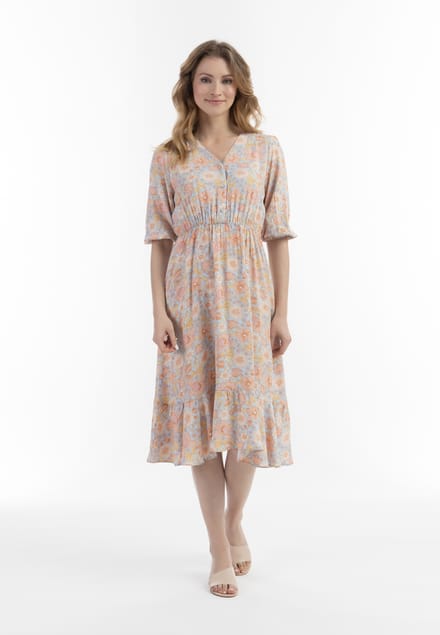 usha midi-jurk Dames Blauw Veelkleurig