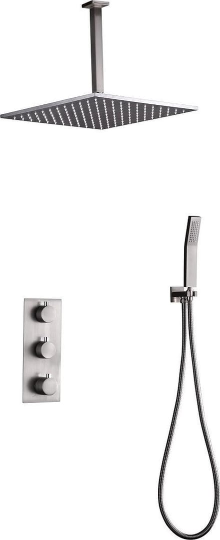 Mawialux thermostatische inbouw regendoucheset - Vierkant - Hake RVS